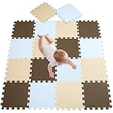 meiqicool Puzzlematte für Babys und Kinder,Spielteppich 18 Schaumstoffplatten mit Tieren in Einer Aufbewahrungstasche Dicker Spielmatte Nicht giftig,schadstofffrei, geprüft 010610