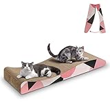 ComSaf Katzen Kratzbrett, Recycelbar Qualitäts-Pappe Kratzpad, Katzen Spielzeug Wellpappe Kratzmatten Lounge Kratzmöbel, 88 x 25 x 10