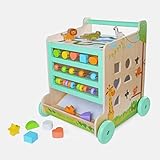 TikTakToo 6 in 1 Lauflerner Motorikwürfel aus Holz Lauflernwagen Baby Walker Lauflernhilfe Laufwag
