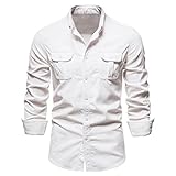 QWERD Herren Hemd Langarm Button down Freizeithemd mit Brusttasche Normal Passform Herren button-down-shirt Regular-fit Long-sleeve Solid Shirt Herren Hemd Dicken Kord Langarm Lässig Button Down Jack