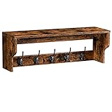 HOOBRO Wandgarderobe, Wandregal, Eingangsgarderobe mit 5 Haken und Ablage, 60 x 15 x 20 cm, Industrie-Design, Stabil, für Flur, Schlafzimmer, Badezimmer und Wohnzimmer EBF01YM01