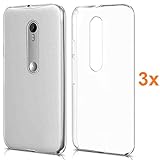 REY Pack 3X Transparente Silikonhülle TPU für Motorola Moto G3, Handyhülle Premium Kratzfest TPU Durchsichtige Schutzhülle, Ultradünne 0,33