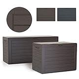 rg-vertrieb Gartenbox Auflagenbox 190L Truhe Box Gartentruhe Holz-Optik Woode Kissenbox Gartenkasten (Anthrazit)