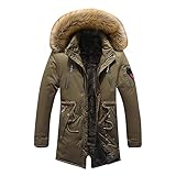 D-Rings Herren Warm Übergangsjacke Daunenjacke Plüschkragen Parkas Winterjacke Funktionsparka Wintermantel Winter Langarmjacke Mit Kapuze Fleecejack