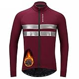 xiaoji Laufjacke Herren Winter Joggen,Fahrradjacke Herren,MTB-Jacke, Warmes Fleecefutter,Winddichte Ärmel,Bequem Und Leicht, Reflektierendes Logo-Design,Macht Nachtfahrten Sicherer Red,XL