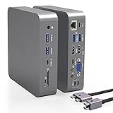 MacBook Pro Hub Dockingstation, Triple Display MacBook Pro Dock mit HDMI x2+VGA,1000Mb/s RJ45,100W PD,USB-C3.1 x2+USB3.0 x4, 3,5mm Audio/Mikrofon, SD+TF, Dual Typ C HDMI-Dongle für MacBook