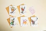 5 Stück getrocknete Blumen Ewige Blume Grußkarten für alle Anlässe sortiert, florale Notizkarten, Urlaubskarte mit Umschlägen und Siegel-Aufklebern, Hochzeitseinladungen, personalisierte Grüß