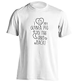 Flox Creative T-Shirt I Love My Guinea Pig To The Moon And Back, Größe S bis 2XL Gr. Small/ 86 cm- 91 cm, weiß