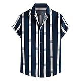 Rusaly Herren Hawaiihemd 2022 Herren Hawaiihemd Kurzarm Männer Hemden Freizeithemden Businesshemd Stretch Freizeithemd Strand Beilaufig Hawaii Hemd für den Strandurlaub Party Sommerhemd Tops 2022