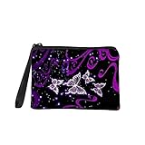 Jeiento Kleine Münzgeldbörse für Frauen, Reisen, Einkaufen, Geld-Clips, Handtasche, Reißverschluss, Clutch-Tasche, violettfarbener schmetterling, S, Münzbö