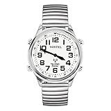 MAUJOY Voytel Funkuhr mit klarer und lauter Sprache, englische Sprache, für ältere Menschen, Sehbehinderte oder Blinde Weiße Z