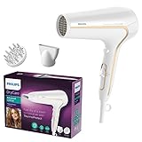 Philips DryCare Advanced Haartrockner mit ThermoProtect Technologie HP8232/00, 2200 W Föhn, Ionisierungsfunktion, 6 Gebläse- und Temperaturstufen, inkl. Diffusor & Stylingdüse, Fön Weiß