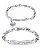 aplusashop ID Edelstahl Armbander mit Gravur nach Wunsch Partnerarmbänder Nr.3 mit Box NEU (Silber)