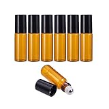 Suneast 25 Stück Mini Roll-on Glasflaschen Leer Nachfüllbar Klein Braunglasflasche Ätherisches Öl Flaschen mit Rollenkugel und Kappe für Probe Kosmetik Parfüm Öl Aromatherapie - 5
