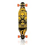 PINESKY 41 Zoll Longboard Skateboard Komplett Skateboard Cruiser für Cruising, Carving Free-Style und Downhill mit T-Tool (Totenkopf)