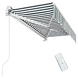 Einziehbar mit Handkurbel und Elektrisch, Markise mit Wasserdichter Beschichtung, Anti-UV & Sonnenschutz, aus Metall & Polyester, mit Einstellbarem Winkel, für Terrasse, Balkon und Veranda,#5,3x1.5