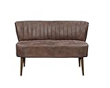 lifestyle4living Esszimmerbank mit Rückenlehne, Braun, 2-Sitzer, Vintage Look, rückenecht | Sitzbank für Esszimmer mit bequemer Polsterung - Füße Buche Massiv-H