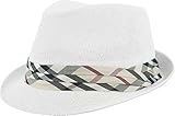 Damen Sommer Fedora Hut Unisex atmungsaktiv Trilby Strand Sonne Strohhut -  Weiß -  Large/X-Larg