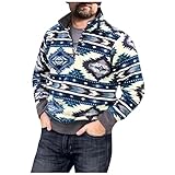 Herren Ethnischer Stil Fuzzy Fleece Sherpa Outwear Männer Lange Ärmel Ethnische Hippie Hoodie Jacken Kapuzen Sweatshirt Langarm 1/4 Reißverschluss Sweatshirt Pullover Jacke Stehkragen W