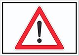 Achtung Zeichen Weiss Symbol Aufkleber innenklebend A8 (52x74mm)