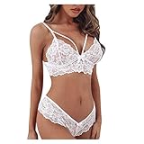 Rosennie Sexy Damen Dessous Set Erotische Lingerie Höhe Taille Reizwäsche Nachtwäsche Versuchung Bralette Unterwäsche BH und Höschen Set für Frauen Erotisch Riemchen Babydoll Nachtw