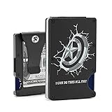 Minimalistische schlanke Vordertasche aus Aluminium für Herren mit Geldklammer – Hero Shield – I Can Do This All Day – RFID-blockierender Kreditkartenhalter mit EDC M