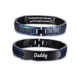 VNOX Papa Geschenke von Tochter Edelstahl Schwarz & Blau verstellbares Glied Armband Inspirierend Mut Zitat zu Meinem Papa Armbänder zu Vater,Geburtstag Vatertagsgeschenk,Idee zu Pap