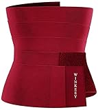 WINKEEY Damen Lendenwirbelstütze Bauchbänd, Bauchweg Taillenformer, Invisible Waist Wrap Trainer, Postnataler Erholungsgürt Verschlankender Wirkung Unterstützung nach der Schwangerschaft 2.8M, Rotw