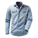 Denim-Hemd Herbst-Winter-wäsche Herren Casual Gradient Denim Shirt Langarm-Hemd 2197rge TET Dead end Luxus faltenfreie Farbe: schwarz, größe: Langarmshirt, (grün nr. 304057) hariana xs-XXL j