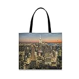 XiangHeFu Federmäppchen Halter Tasche Sonnenuntergang New York City Wolkenkratzer Tasche Hohe Qualität Großer Reiß