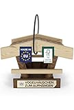 Natureflow Vogelhäuschen zum Aufhängen Holz - 19x19x15cm Vogelfutterhaus aus FSC Holz - Top EU-Qualität - Wetterfest, Ideal für Garten und Balkon - Mit robustem Seil - Schönes Futterhäuschen für Vög