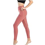 Freizeithose Damen Winter High Waist Leggins SportLeggings Naked Feeling Honeycomb Leggings Hohe Taille Yogaleggings Laufhose Sweathose Trainingshose Tregging