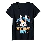 Damen Little Brother Of The Birthday Boy Rabbit Matching Family T-Shirt mit V