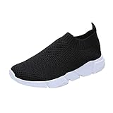 LLDG Slip On Sneakers Damen Turnschuhe Flying Woven Sportschuhe Mesh Atmungsaktive Laufschuhe Fitness Sporthalle Freizeitschuhe Leichtgewichts Joggingschuhe Bequeme Outdoor Walkingschuhe Schlup