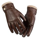 Herren Winter Echtleder Handschuhe, Warme Outdoor Lässige rutschfeste Lederhandschuhe, Warm Touch Screen Lederhandschuhe ​für Outdoor Fahren(Size:L,Color:Braun)