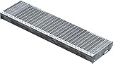 Fenau | Gitterrost-Stufe (R11) XSL – Maße: 1000 x 270 mm - MW: 30 mm / 10 mm - Vollbad-Feuerverzinkt – Stahl-Treppenstufe nach DIN-Norm | Fluchttreppen geeignet/Anti-Rutsch-Wirkung