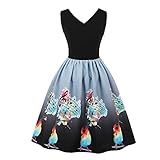 Damen 50er Rockabilly Kleider Abendkleid Vintage Retro Swing Kleid Kurzer Ärmel Cocktailkleider Elegant Winterkleid Ballkleid Faltenrock Knielang Weihnachtskleid Hepburn Stil Partyk