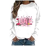 YunYoud Damen Sweatshirt Langarmshirt Liebesdruck Pullover Herbst Winter Bluse Tops Oberteile Casual Rundhals Pullover Lose Sport Tee Tops Longsleeve Sweatshirt H