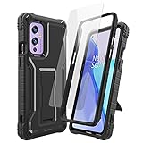DUOPAL Schutzhülle für OnePlus 9, militärische Qualität, stoßfest, mit gehärtetem Glas, HD-Displayschutzfolie und Ständer, kompatibel mit OnePlus 9, 16,55 cm (6,55 Zoll) (schwarz)