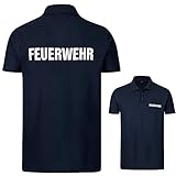 PACO Feuerwehr Premium Herren Poloshirt 220g/m² Workwear Qualität mit beidseitigem, reflektierenden Aufdruck (Marineblau, XXL)