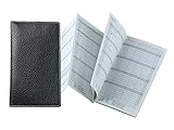 DELMON VARONE - Personalisierbarer Faltkalender 2022 DIN A6 Soft Grain Leder schwarz - Organizer Terminplaner (1 Monat 2 Seiten) in Lederhülle - Termin Kalender mit Monatsübersicht &