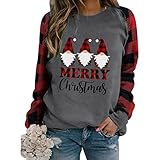 Kanpola Weihnachtspullover Damen Langarm Pullover Klassisch Rentier Muster Sweatshirt Weihnachtspullover Herbst Winter Christmas Xmas Pulli Shirt Party Oberteil Top