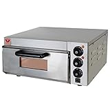 Beeketal 'BPO33-1' Profi Pizzaofen mit 400x400 mm Schamottstein Backfläche, Gastro Steinbackofen für Pizza, Brot und Backwaren, Leistung 2000 Watt, Pizzabackofen Temperatur bis zu 350°C