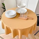 TTJJ Rund Tischdecke, Einfarbig Weich Wasserabweisend Staubfeste Tischtuch Baumwolle und Leinen Abwaschbar Tischwäsche Passend für Esstische Catering Wohnzimmer-Orange Gelb-Durchmesser:130cm(51Zoll)