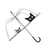 SMATI transparenter Regenschirm Damen Automatik-Stockschirm Glockenform mit Katze – Winddicht – Vogelkäfig Dome Siehe durch (Katze)