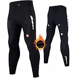 Souke Sports Winter Herren Lang Fahrradhose mit Fleecefutter 3D gepolsterte Legging Thermo Radhose Herren Lang für W