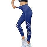 WWLP Damen Fitness-Leggings für Yoga, Laufen, Training, eng, elastisch, hohl, Bauchkontrolle, Workout, Laufen, Training, Fitnessstudio, Fitness, blau, L