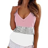 Shirts Damen Sommer Tank Tops Frauen Leibchen Schlinge Shirt Casual Verstellbarer Oberteile Weste Bluse Oberteil T-Shirt Tank Top Top Blusen Tunika Tanktop T-Shirt Oberteil Tank Top Unterhemd S