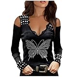 Pullover Damen Long Bluse für Damen Sweatshirt Damen Fun-Pullover & Strickjacken Geschenke für Frauen 2022 New Year Pullover Damen Winter Kapuzenpullover D