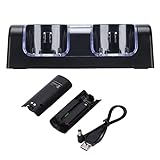 Jinyi Dual-Ladestation, tragbare Fernbedienung Batterieladelicht stabil langlebig verschleißfest mit Netzkabel für Wii Game Remote Controller(Schwarz)